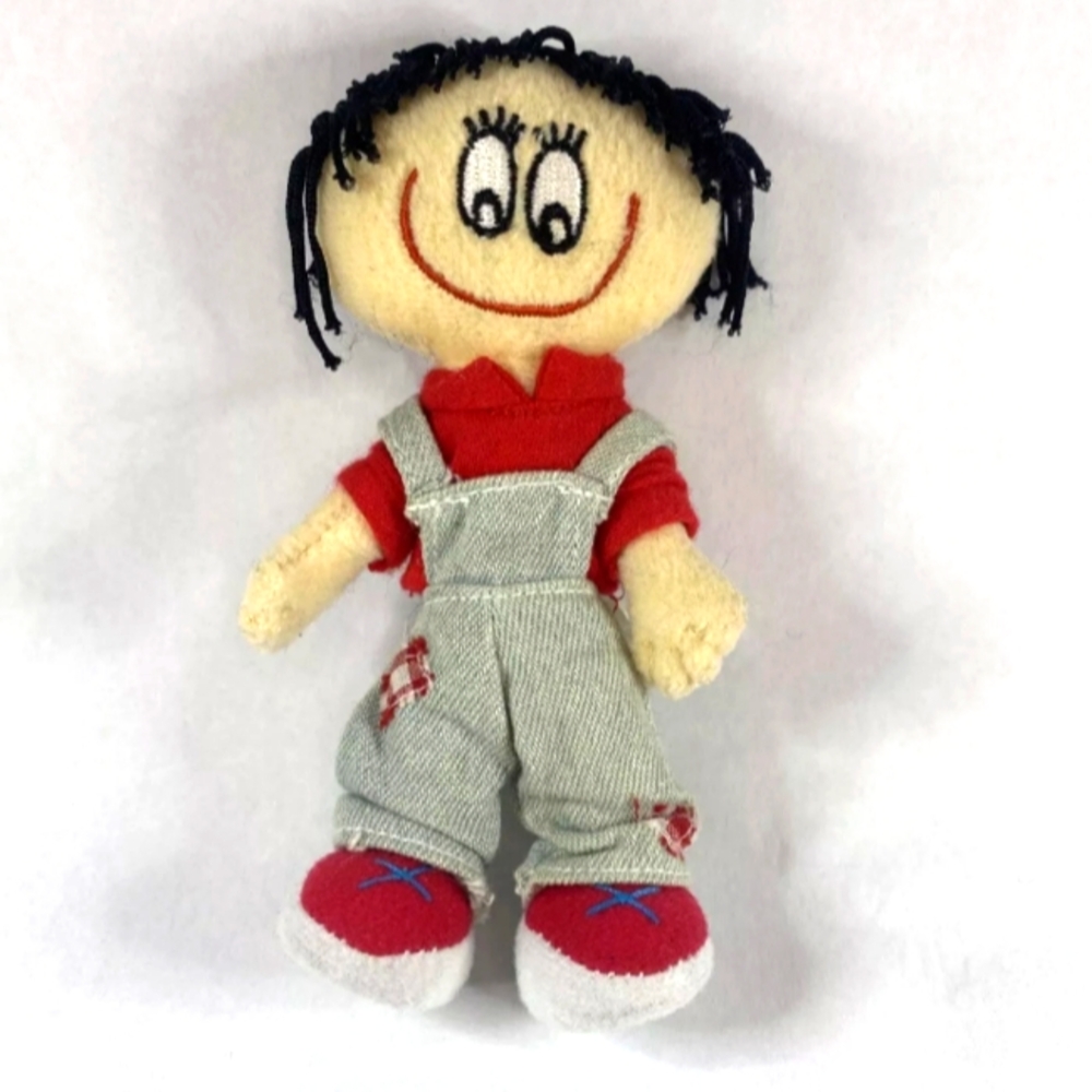 Vintage 2005 Danny First Posable Boy Figure Black Hair  6” Tall With Overalls
